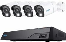 Reolink NVS8-8MB4 Überwachungsset Bullet, Netzwerkrekorder+4 Bullet Kameras, inkl. 2TB Harddrive, Rekorder schwarz, Kameras weiß