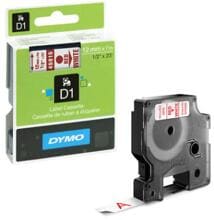 Dymo D1-Schriftband, 12mmx7m, rot auf weiß (S0720550)