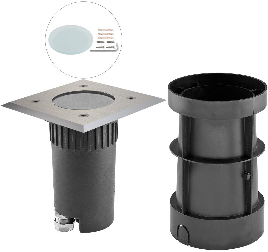 EVN Bodeneinbau, quadratisch, schwenkbar, EDS / Alu, IP67, GU10, max. 35W, 230V, grau (679436)