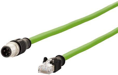 METZ CONNECT M12 Industrial Ethernet Leitung, D-kodiert, 80m, M12 Stecker gerade - RJ45 Stecker gerade, Schleppkette, Torsion, PUR (142M4D15800)