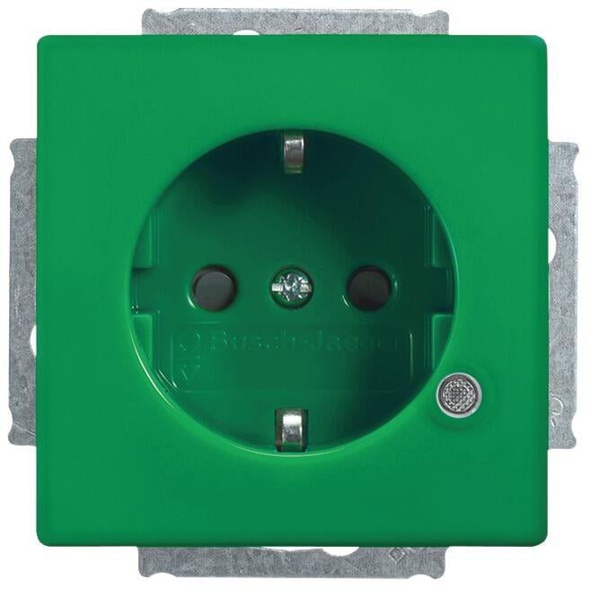 Busch-Jaeger 20 EUCBL-13-84-101 SCHUKO Steckdosen-Einsatz mit LED Kontrolllicht, Carat, grün (2CKA002013A5467)