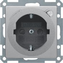 Berker 47086084 Steckdose Schuko mit FI-Schutzschalter und erhöhtem Berührungsschutz, Q.1/Q.3, alu samt, lackiert