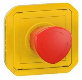 Legrand Plexo New Einsatz NOT-AUS Taster 3A, 1/4 Drehung, rastend, Schließer + Öffner, IP 55, gelb (069549L)