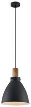 Brumberg BRENTHIS Pendelleuchte für E27-LED-Retrofit-Lampe, Metallschirm, rund, 1-fach, holz/schwarz (57412080)