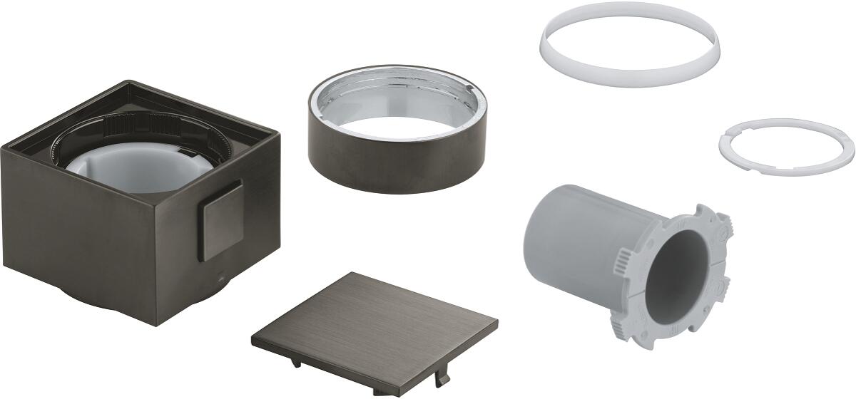 GROHE Temperaturwählgriff, eckig, für Thermostat-Fertigmontagesets, SafeStop Sicherheitssperre bei 38°C, StarLight Oberfläche, hard graphite gebürstet