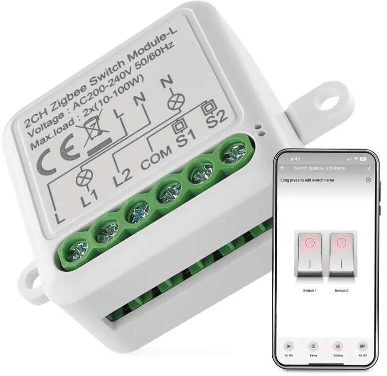 EMOS H5104 GoSmart Schaltermodul, IP-2104SZ, ZigBee, 2-Kanal (3069051040 )