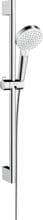 hansgrohe Crometta Duschset 100 Vario wassersparend+ mit Duschstange 65 cm, Messing, 5,7 l/min, 100 mm, Weiß/Chrom (26555400)