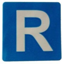 Bosch Siemens 00311712 Aufkleber, 1 Bogen mit 20 Stück Aufkleber "R", blau
