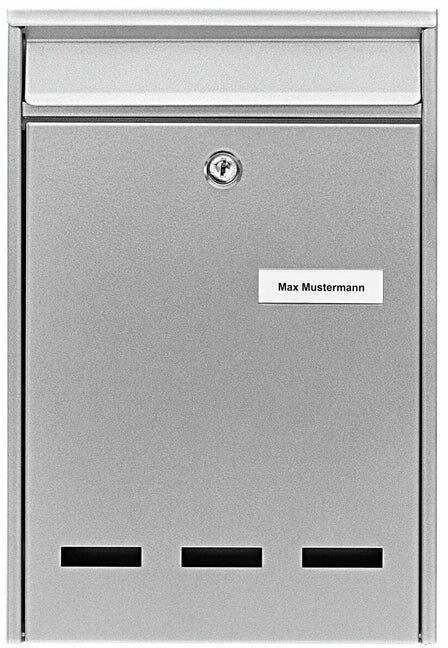 Burg Wächter Pocket 5871 Si Briefkasten, Hochformat, mit drei Sichtfenstern, Stahl, silber (61020)
