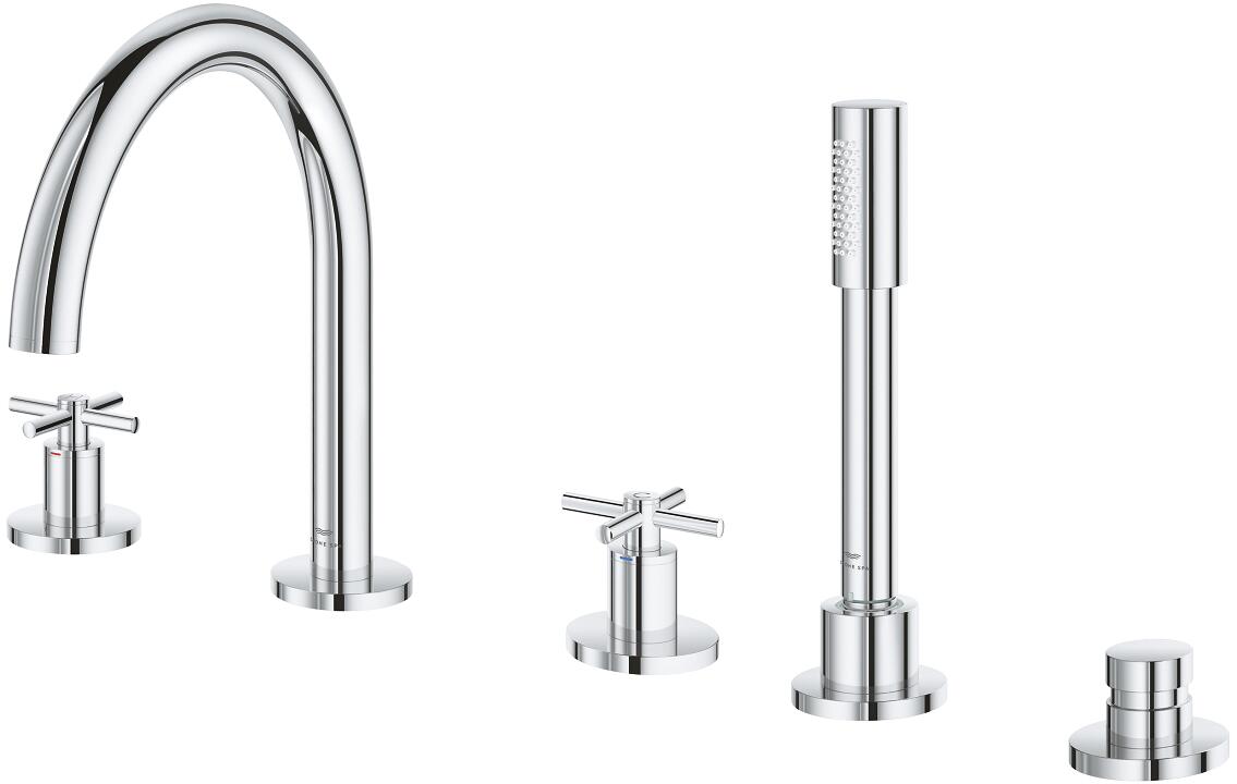 GROHE Atrio 5-Loch-Wannen-Kombination, eigensicher, mit Kreuzgriffen, chrom (29408000)