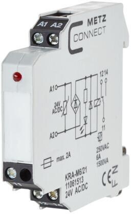 Metz Connect 11061513 Koppelbaustein KRA-M6/21, 1 Wechsler, 24 V AC/DC