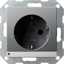 Gira 1170600 SCHUKO-Steckdose 16 A 250 V~ mit LED-Orientierungsleuchte, integriertem erhöhten Berührungsschutz und Symbol, System 55, edelstahl (lackiert)