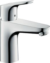 hansgrohe Focus Einhebel-Waschtischarmatur 100 besonders wassersparend 3,5 l/min mit Zugstangen-Ablaufgarnitur, Messing, 3,5 l/min, Chrom, (31603000)