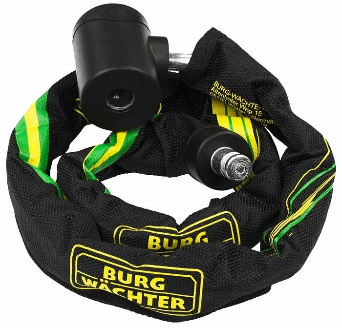 Burg Wächter 580 90 COLOUR Kettenschloss, Länge 900mm, Textil-Mantel, Stahl, schwarz-gelb-grün (38900)