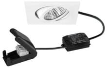 Brumberg BB05 LED-Einbaustrahlerset mit LED-Modul, Konverter schaltbar und Anschlussbox, 6W, 630lm, 3000K, eckig, schwenkbar