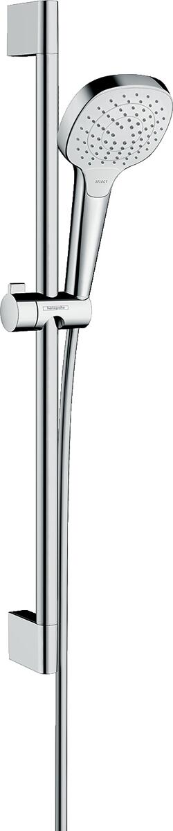 hansgrohe Croma Select E Duschset 110 Vario mit Duschstange 65 cm, Messing, 14,7 l/min, 110 mm, Weiß/Chrom (26582400)