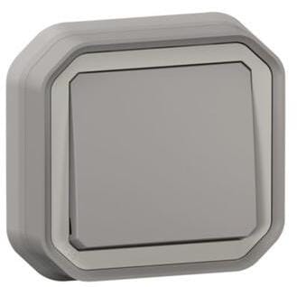 Legrand Plexo New Feuchtraum-Unterputz Wechselschalter mit Krallen 10 AX, Steckklemmen (SL), IP 55, grau (069812L)