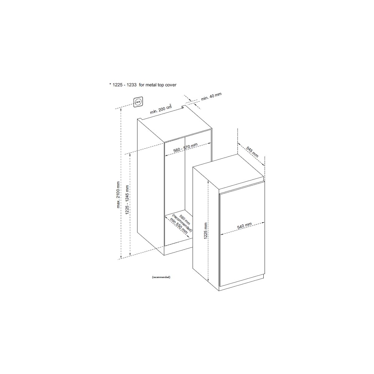 Respekta KS1224 Einbau Kühlschrank mit Gefrierfach, Nischenhöhe