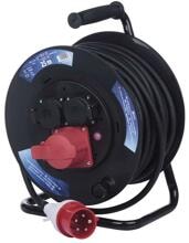EMOS P192250 Kabeltrommel, SCHUKO, 3 Steckdosen, Länge 25m, 1,5mm², H07RN-F5G, Gummi, schwarz (1928432500)