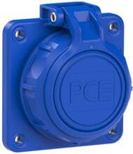 PCE Schutzkontakt-Anbausteckdose 75x75 nat mit Klappdeckel IP66/68, blau (20352-8b)