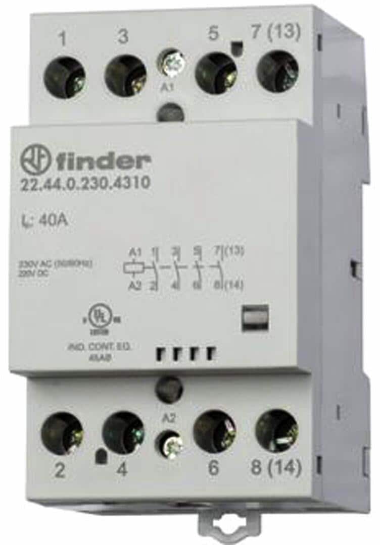 Finder 22.64.0.230.4310 Installationsschütz 230V, 4 Schließer, 63A, mechanische Anzeige