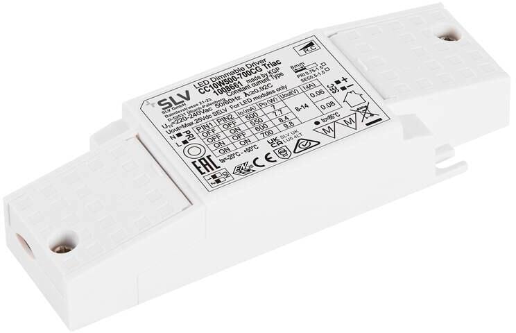 SLV LED Treiber, 10W, 500-700mA DIP, PHASE dimmbar, mit Zugentlastung, weiß (1008661)