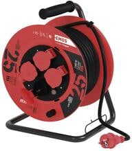 EMOS P08225 Kabeltrommel, SCHUKO, 4 Steckdosen, Länge 25m, 1,5mm², H05RR-F3G, Gummi, schwarz (1928242500)