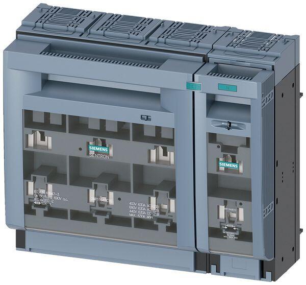Siemens 3NP1164-1BC10 Sentron Sicherungslasttrennschalter 3NP1, 4-polig, NH3, 630 A, für Sammelschienensystem 8US 60mm, Flachanschluss, Abdeckebene 32