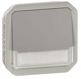 Legrand Plexo New Einsatz Taster mit Wechselkontakt beleuchtet mit Beschriftungsfeld 10A, Steckklemmen (SL), IP 55, grau (069544L)