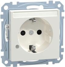 Merten MEG2303-0319 SCHUKO Steckdose mit Kontrolllicht und Schriftfeld, System M, erhöhter Berührungsschutz, Steckklemmen 16 A, AC 250 V, DIN 49440, Polarweiß glänzend