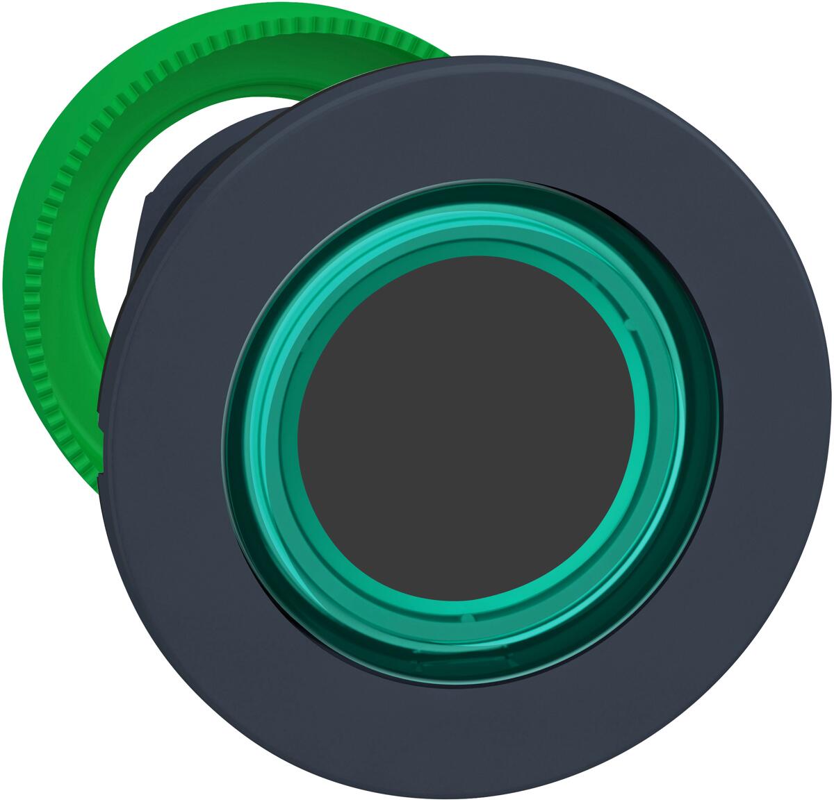 Schneider Electric ZB5FW933 Harmony XB5F, Leuchtdrucktaster, Frontelement, Kunststoff, 30mm, für universelle LED, beleuchteter Ring, grün