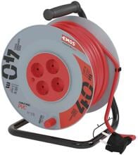 EMOS P09240M Kabeltrommel, SCHUKO, 4 Steckdosen, Länge 40m, 2,5mm², PVC, rot (1928044001)