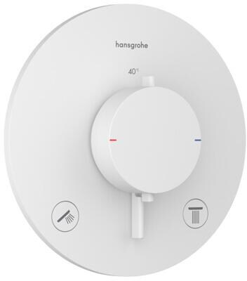 hansgrohe Ecostat Comfort S Thermostat Unterputz für 2 Funktionen, Metall, 25,7 l/min, Mattweiß, (33715700)