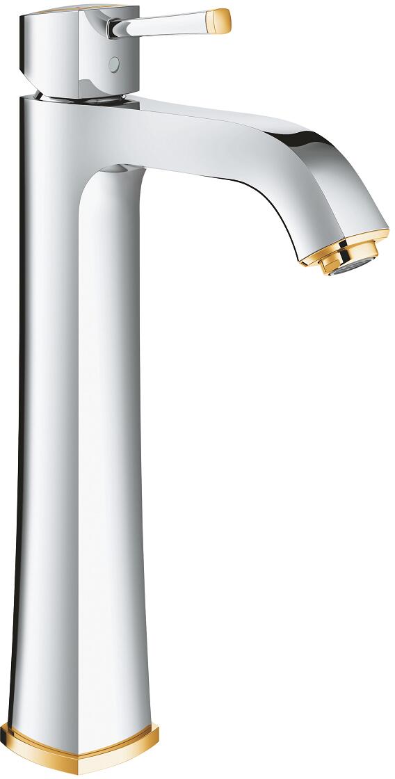 GROHE Grandera Einhand-Waschtischbatterie, XL-Size, für freistehende Waschschüsseln, glatter Körper, chrom/gold (24371IG0)