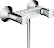 hansgrohe Logis 2-Griff Duscharmatur Aufputz, Messing, 17 l/min, mit Rückflussverhinderer, Chrom, (71263000)