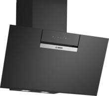 Bosch DWK87FN60 Serie 4 Wandhaube, 80 cm breit, 431 m³/h, Ab-/Umluft, Home Connect, Smart Hood Automatic, LED-Beleuchtung, Klarglas schwarz bedruckt