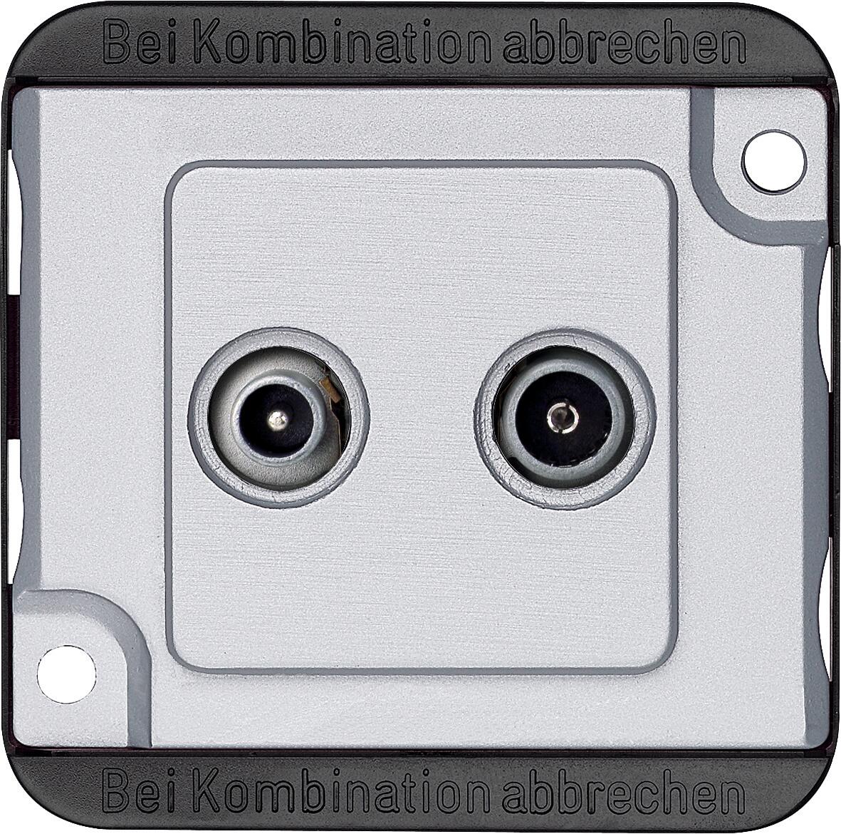 Merten 299460 BK-/Sat-Antennenstichdose, Serie Panzer, 2fach, mattsilber