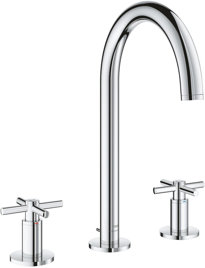 GROHE Atrio 3-Loch-Waschtischbatterie, L-Size, Kreuzgriffe, Ablaufgarnitur, chrom (20643000)