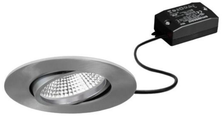 Brumberg BB23 LED-Einbaustrahlerset mit LED-Modul und Konverter schaltbar, IP65, 7W, 3000K, rund, schwenkbar, nickel matt (38484153)