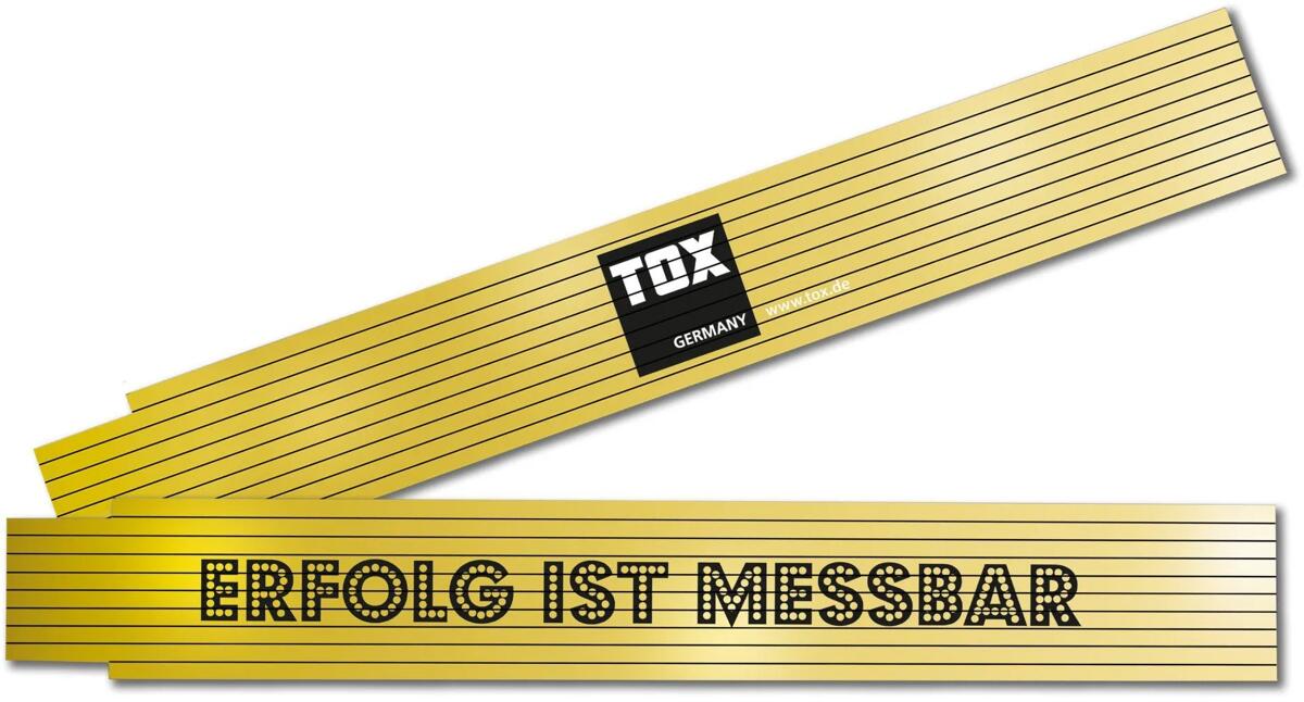 TOX Meterstab, 2 m, Winkelmessfunktion an beiden Enden, "ERFOLG IST MESSBAR" (09969005/T)