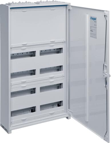 Hager FWB62N Feldverteiler AP, univers, IP44, SKII, 96PLE, 2x6 Reihen, Hutschienen-Abstand 150mm, 950x550x161mm