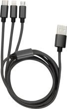 REV USB-Ladekabel 3in1, Nylon Kabel, 100cm, 5,0VDC, max. 2,4A, schwarz (0060100103)