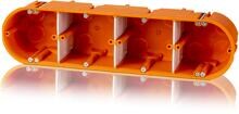 f-tronic HW40 Hohlwand-Gerätedose, massiv, 4-fach, 4x Ø 68mm, Tiefe 63mm, orange (7350064)