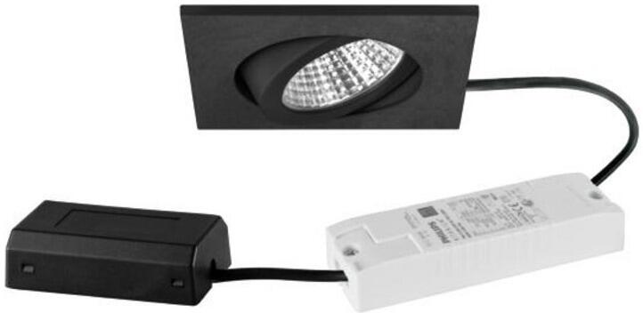 Brumberg BB05 LED-Einbaustrahler, 230VAC, 50Hz, 6W, 38°, 630lm, 3000K, quadratisch, schwenkbar, DALI dimmbar, mit Anschlussbox, schwarz (41465183)