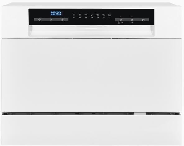 Exquisit GSP206-030D Tischgeschirrspüler, 55 cm breit, 6 Maßgedecke, 7 Programme, Startzeitvorwahl, Besteckkorb, weiß (PV)