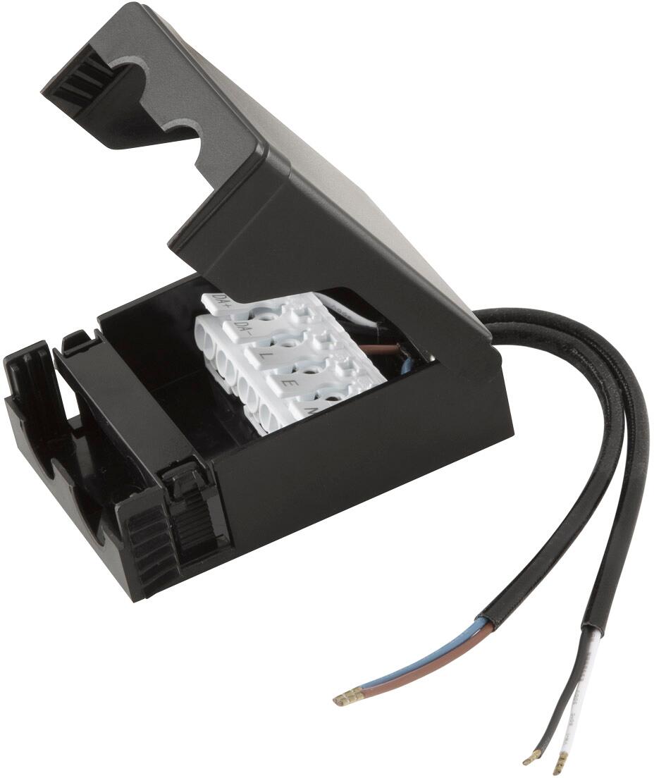 EVN Anschlussbox mit 5-fach Klemme und Zugentlastung max. 450 Volt - max. 16 Ampere - zur Duchverdrahtung, schwarz (ABDDV)
