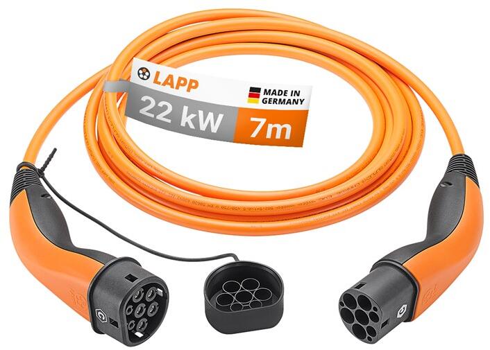 Lapp Ladekabel Typ 2, bis zu 22 kW, 7 m, Orange (61792)