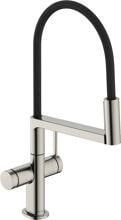 hansgrohe Talis Select M54 PowderSpray Einhebel-Küchenarmatur Semi-Pro, 3 Strahlarten, Messing, G ⅜ Anschlussschläuche, mit Rückflussverhinderer, Edelstahl Finish (72861800)