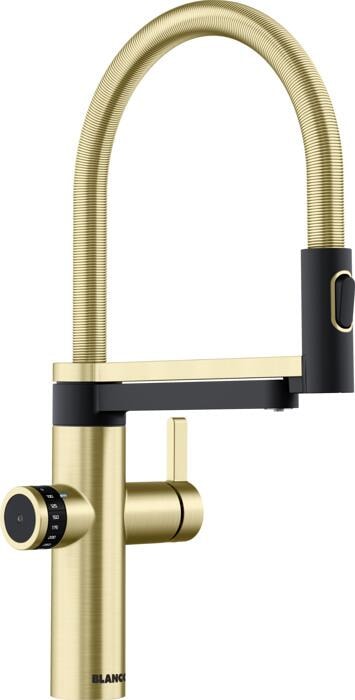 Blanco drink.filter EVOL-S Pro Einhebelmischer, Auslauf 360° schwenkbar, Hochdruck, satin gold (527430)