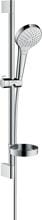 hansgrohe Croma Select S Duschset 110 Vario mit Duschstange 65 cm und Seifenschale, Messing, 14,7 l/min, 110 mm, Weiß/Chrom, (26566400)